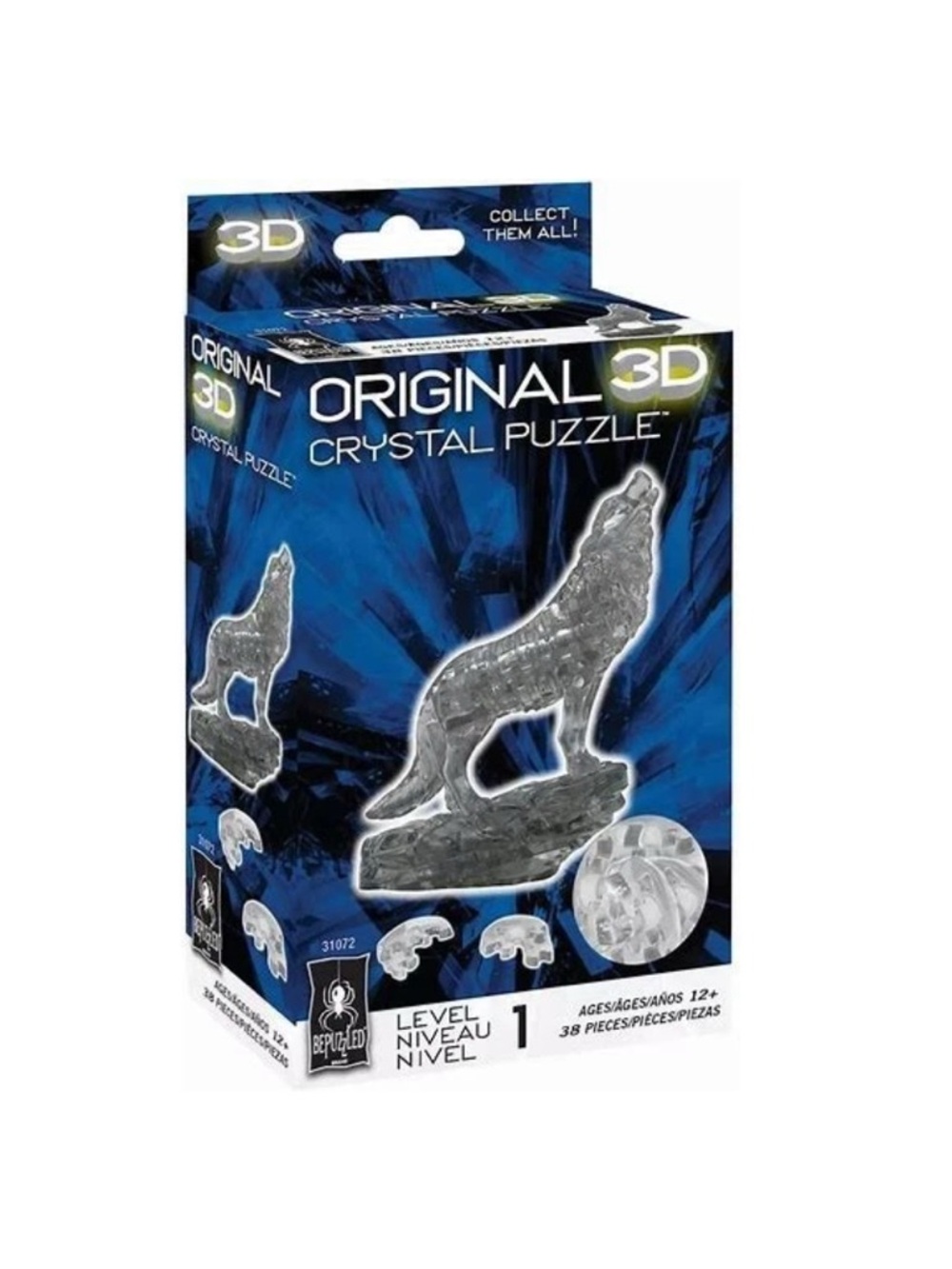 Original 3D Crystal Puzzle Wolf - Clear ages 12+ NEW